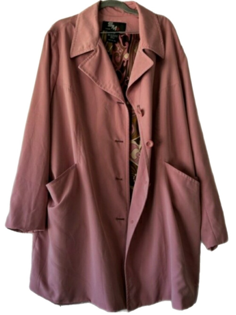 Vintage-Inspired Pink Trench Coat, Size 22-24